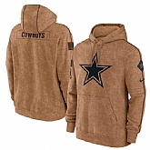 Men's Dallas Cowboys 2023 Brown Salute to Service Pullover Hoodie,baseball caps,new era cap wholesale,wholesale hats